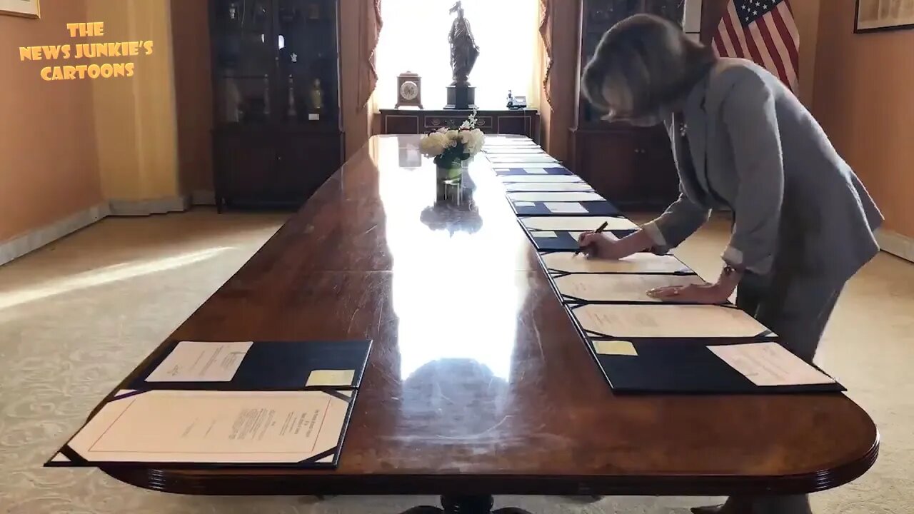 Here is Pelosi working very hard for the American people.