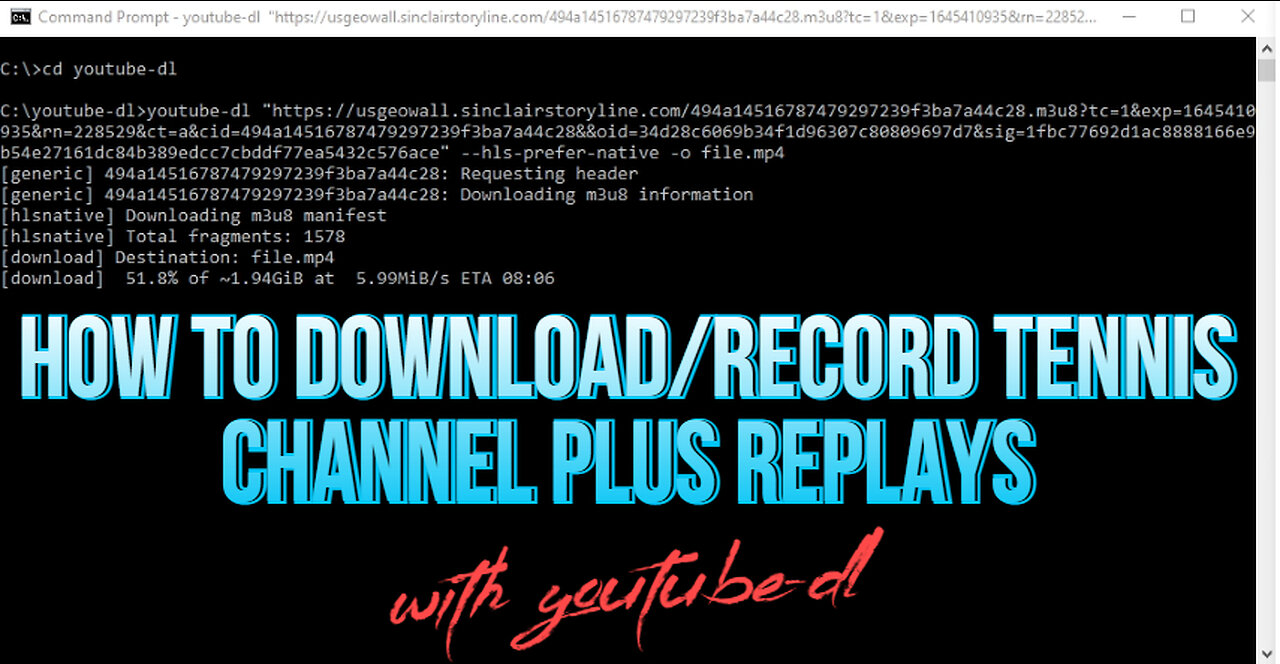 How to download replays from Tennis Channel Plus using youtube-dl