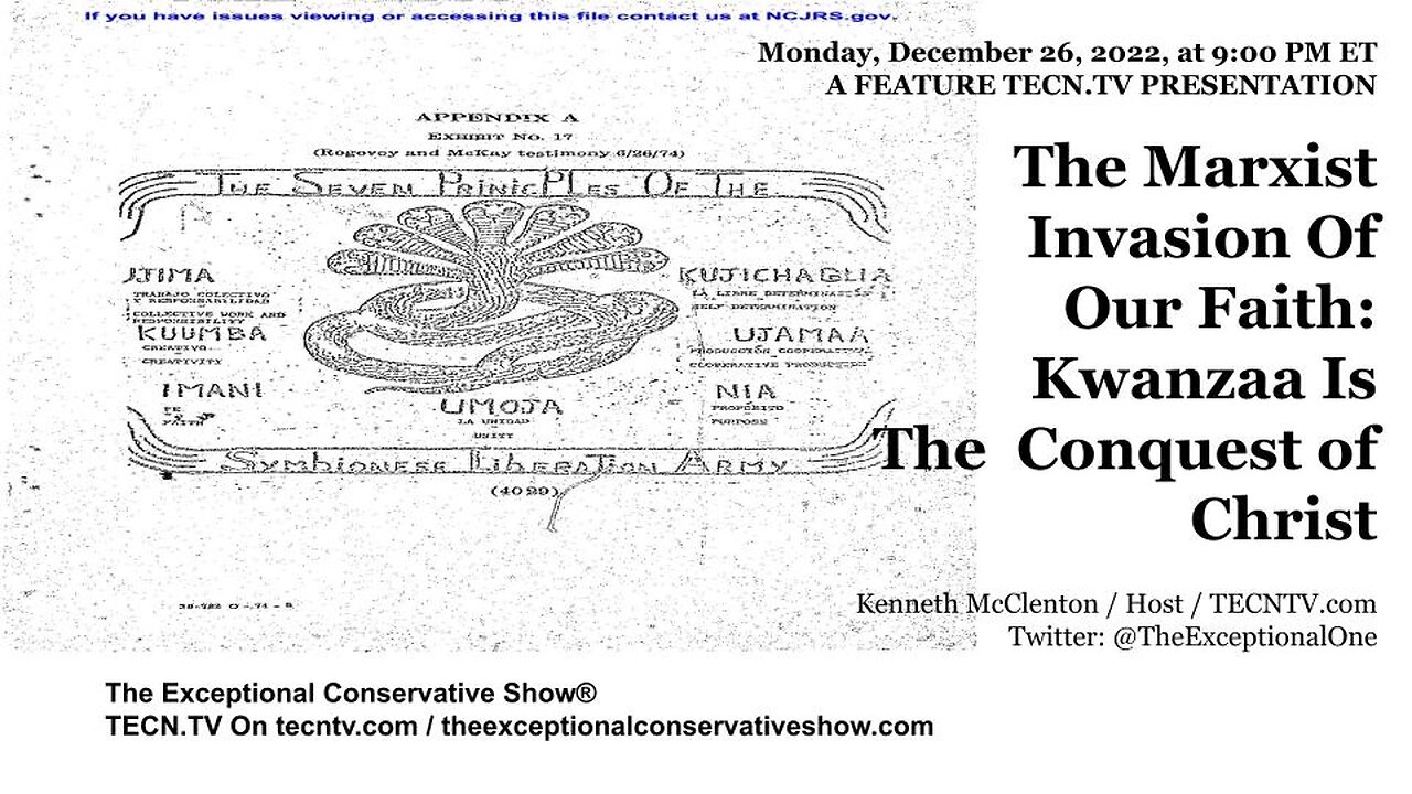 TECN.TV / The Marxist Invasion Of Our Faith: Kwanzaa Is The Conquest of Christ