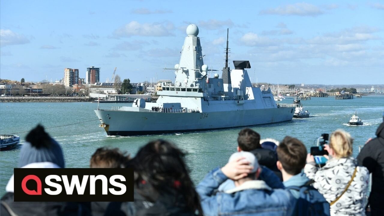 Royal Navy Destroyer HMS Diamond sails out of Portsmouth to the Black Sea region in support of NATO