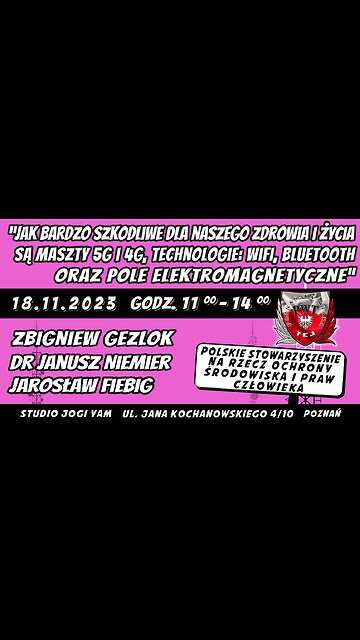 O szkodliwości 5g, Janusz Niemier, Zbigniew Gelzok, Jarosław Fiebig, cz. 0 2023 11 18