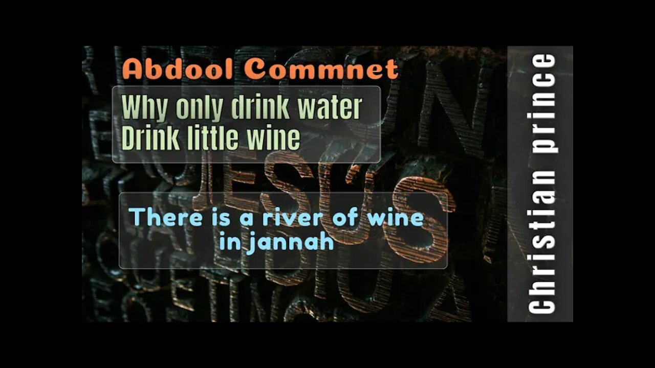 Abdool commnets Stop drinking water drink little wine - Christian Prince