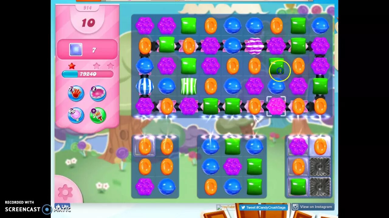 Candy Crush Level 914 Audio Talkthrough, 2 Stars 0 Boosters