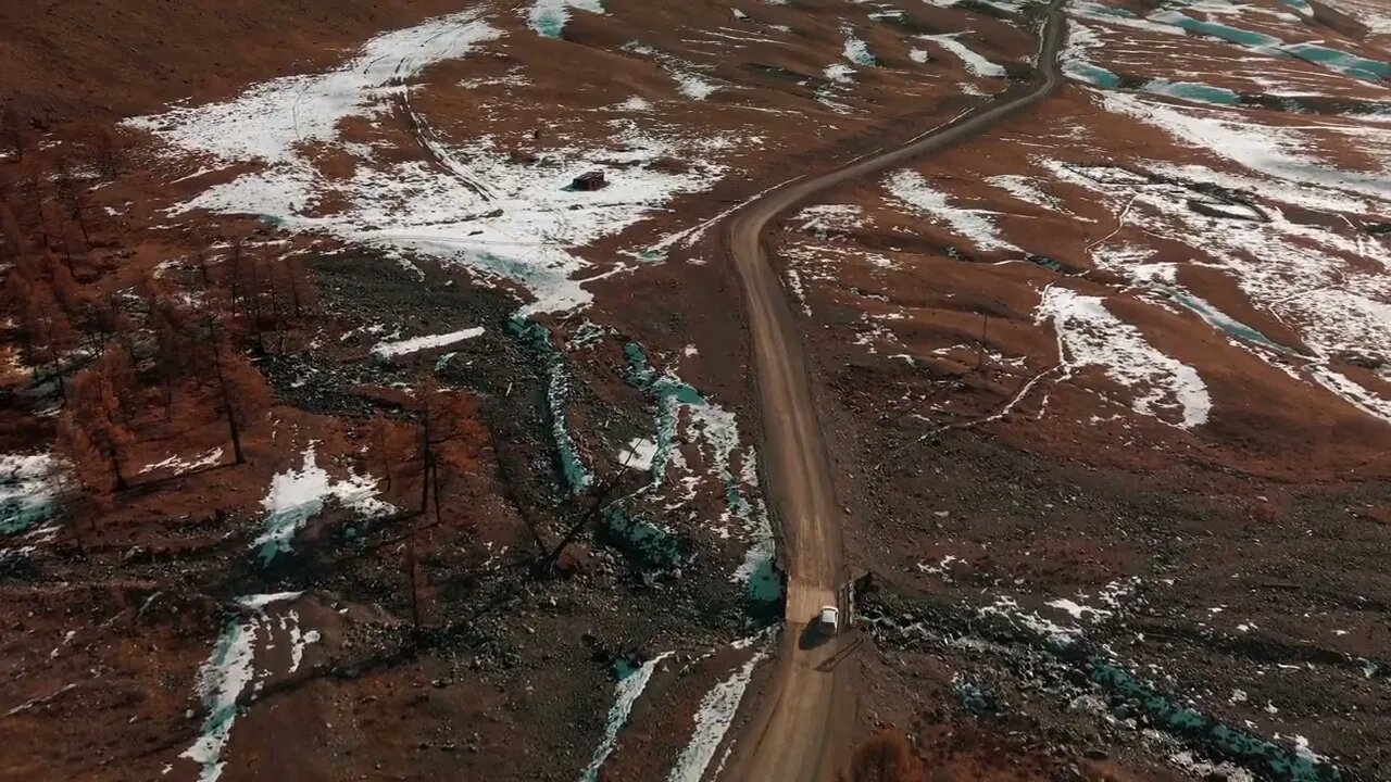 Driving in Snow full Desert area