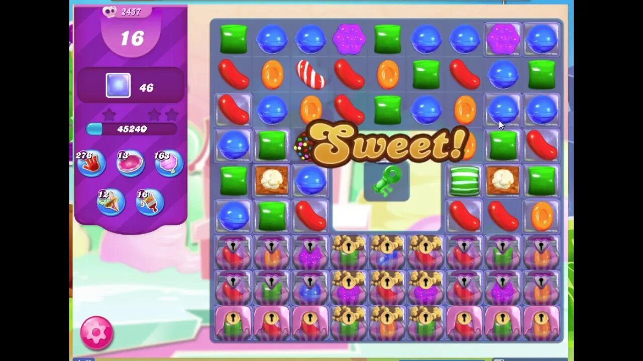 Candy Crush Level 2457 Audio Talkthrough, 1 Star 0 Boosters