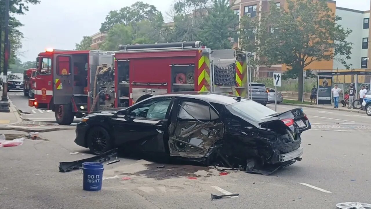 Boston police respond to a motor vehicle accident involving a cruiser