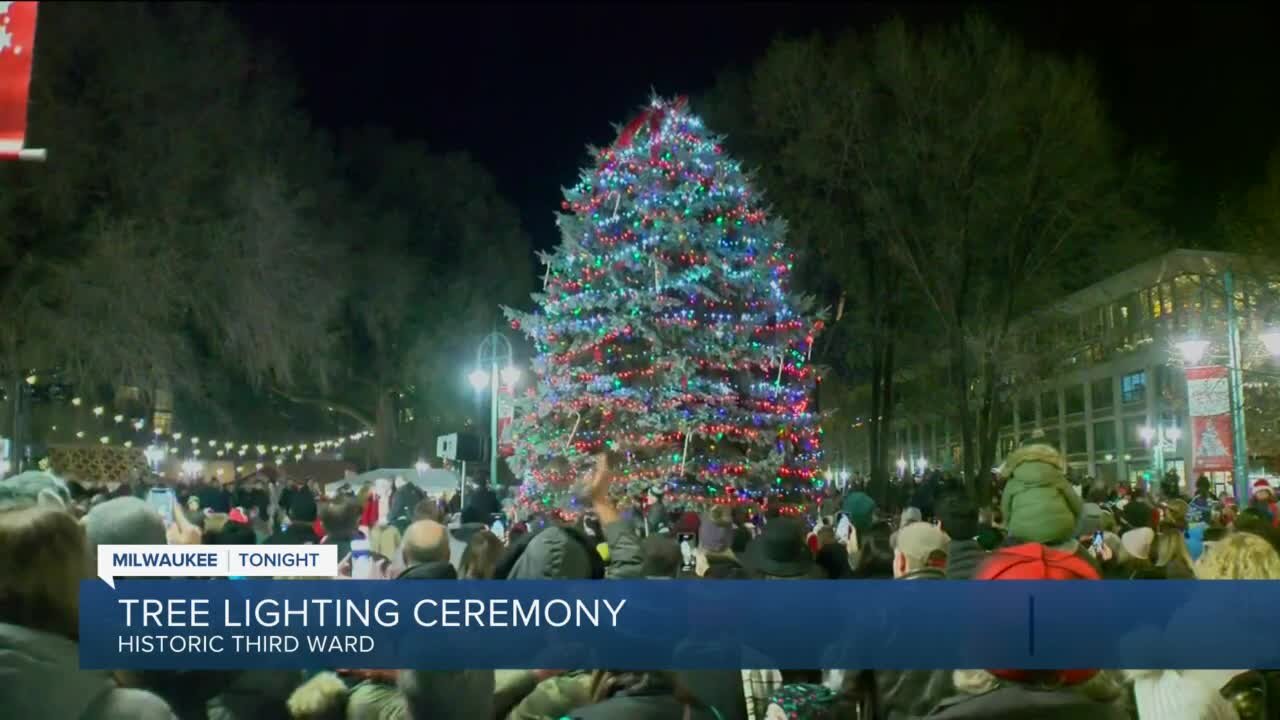 Tree-lighting ceremony in Milwaukee's Third Ward