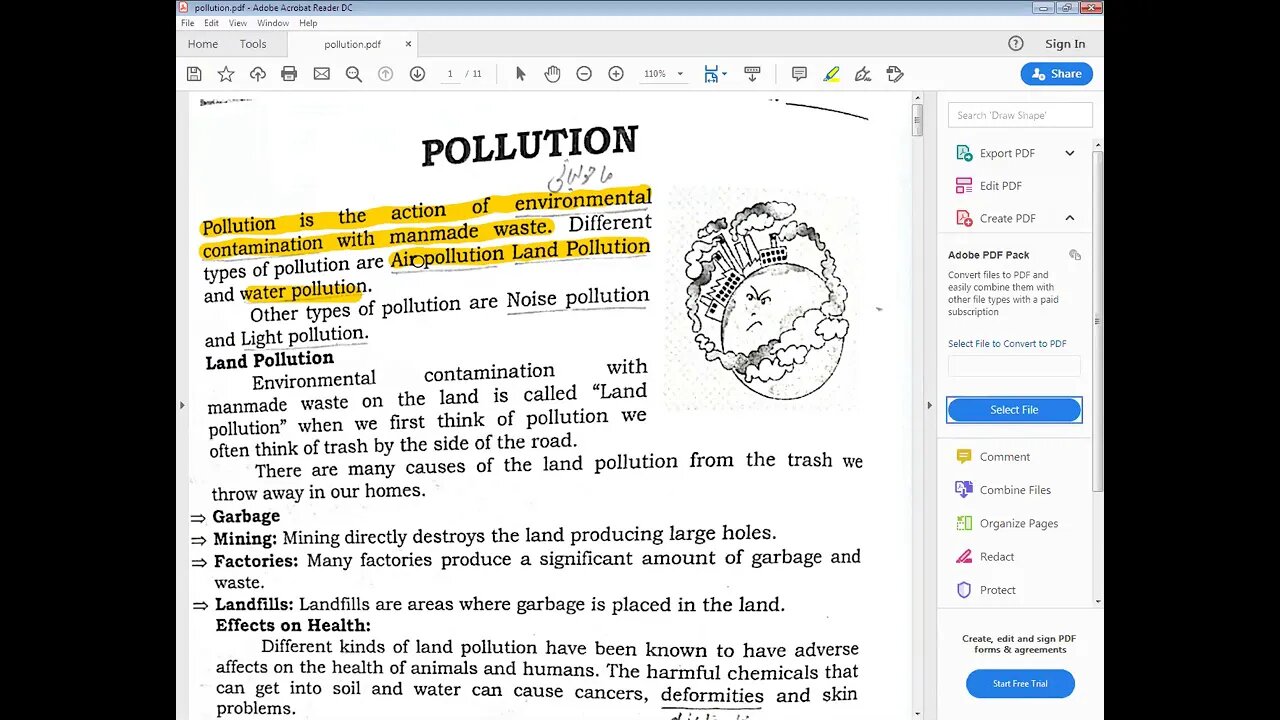 Class 5th Social Studies Lecture 3 Ch 5 Pollution 16 07 2020