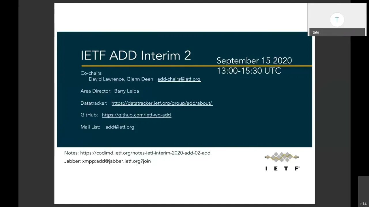 ADD WG Interim Meeting, 2020 09 15