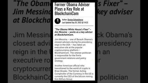 Former Obama Adviser Plays a Key Role at BlockchainCom | Crypto News | #shorts