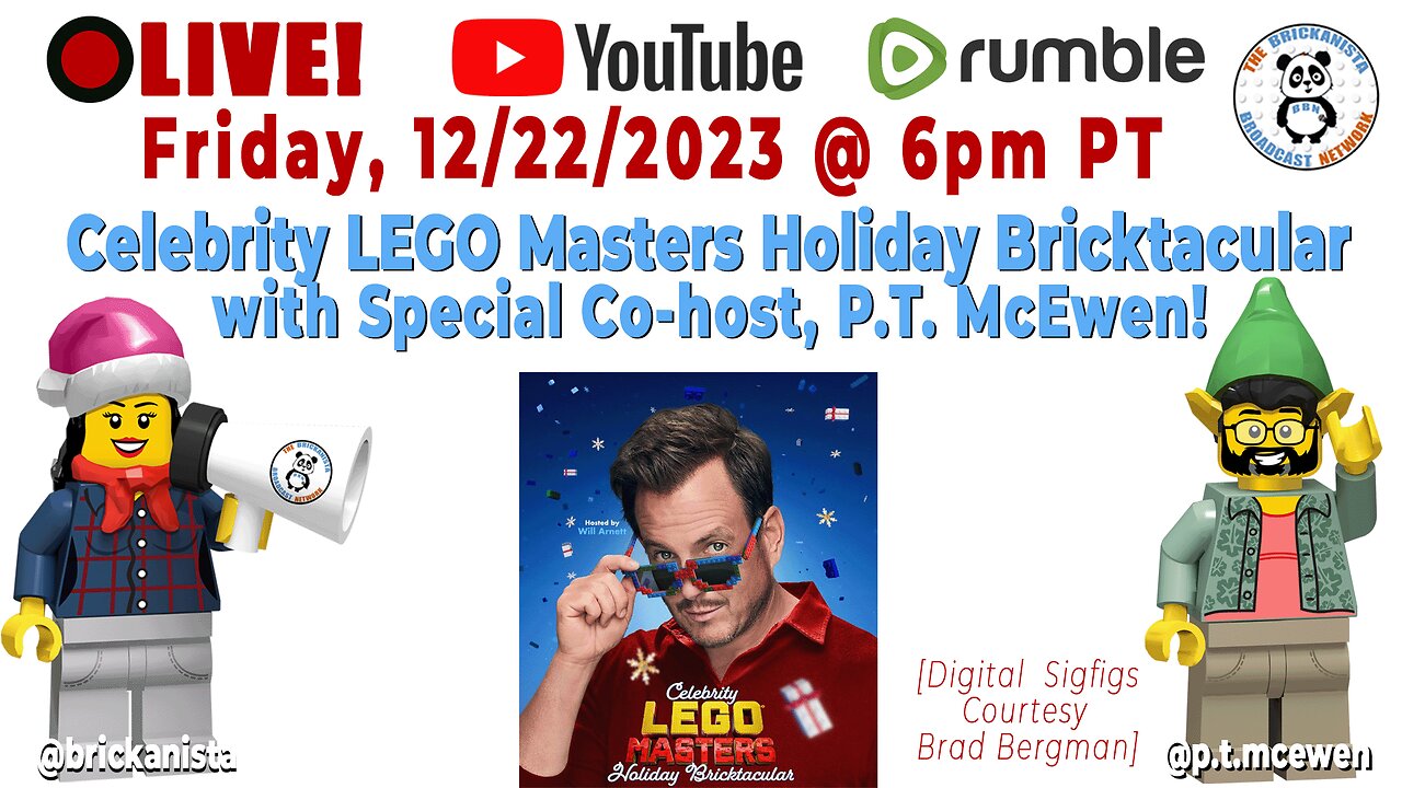 Celebrity Lego Masters Holiday Bricktacular with Co-Host, P.T. McEwen!