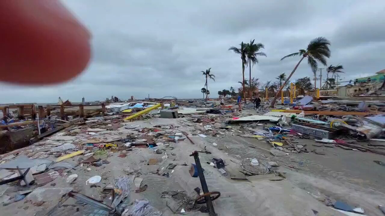 Fort Myers Beach Times Square LEVELED following #HurricaneIan #Ian #HurricanIan #ClimateCrisis