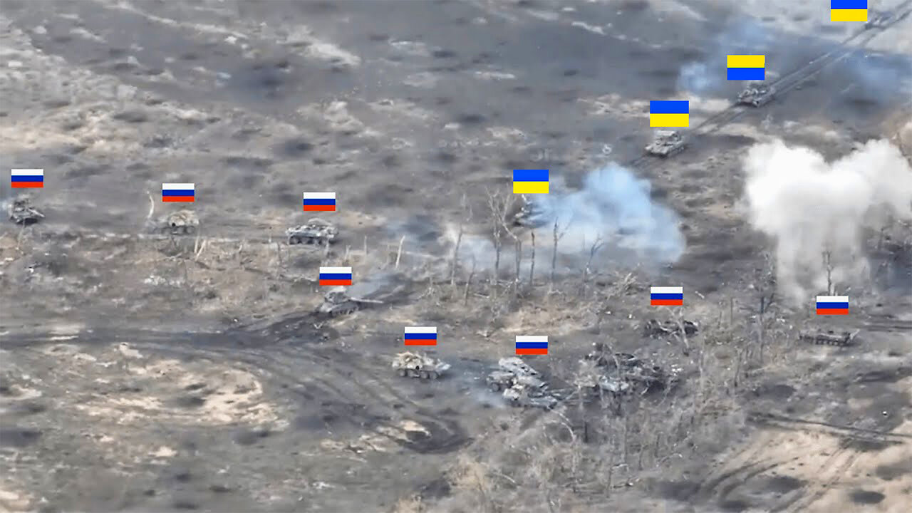 Terrifying Moment Ukrainian forces wipe out Russian armored vehicles heading convoy to the frontline