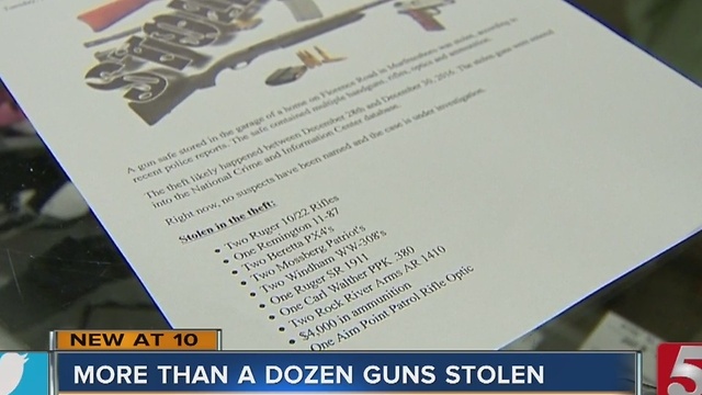 13 Guns Stolen From Murfreesboro Home