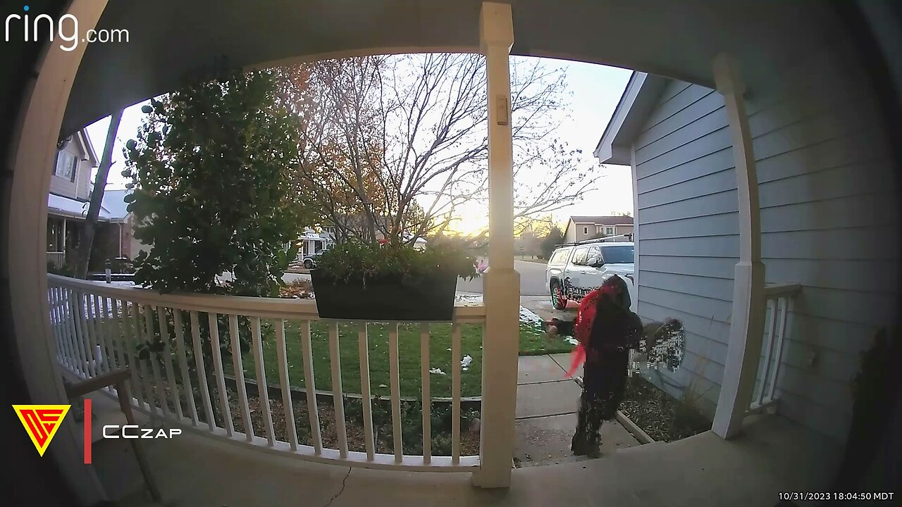 Trick or Treater Trips and Pretends It Was a Push-Up Caught on Ring Camera | Doorbell Camera Video