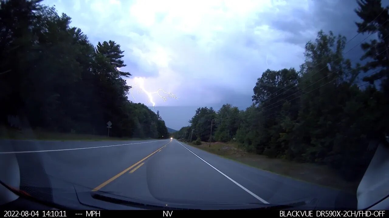 Lightning strike on Dashcam