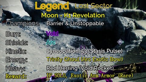 Destiny 2 Legend Lost Sector: Moon - K1 Revelation 5-4-22