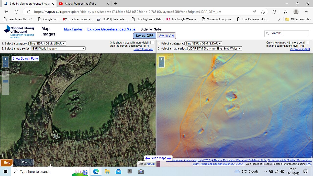 Galashiels, Langlee odd rock formations on Lidar investigated.