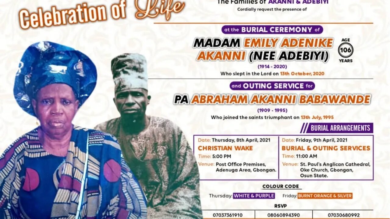 Funeral Service For Madam Emily Adenike Akanni