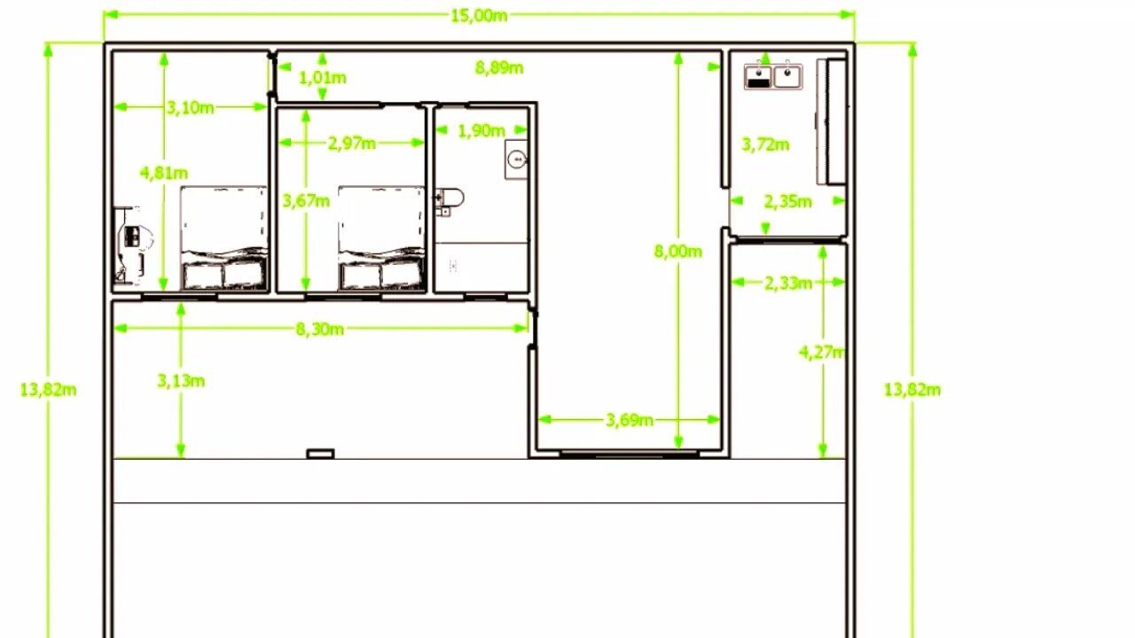 planta baixa para terreno 15x11,82