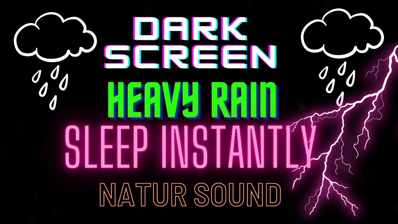 2 Hour of Heavy Rain with Thunder Sounds For Focus, Relaxing and Sleep | Dark Screen |