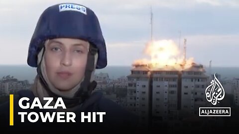 Israel-Palestine Conflict_ Tower hit behind Al Jazeera team