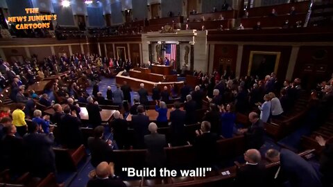 Chants of "Build the wall!" can be heard after Biden mentions the need to secure the border.
