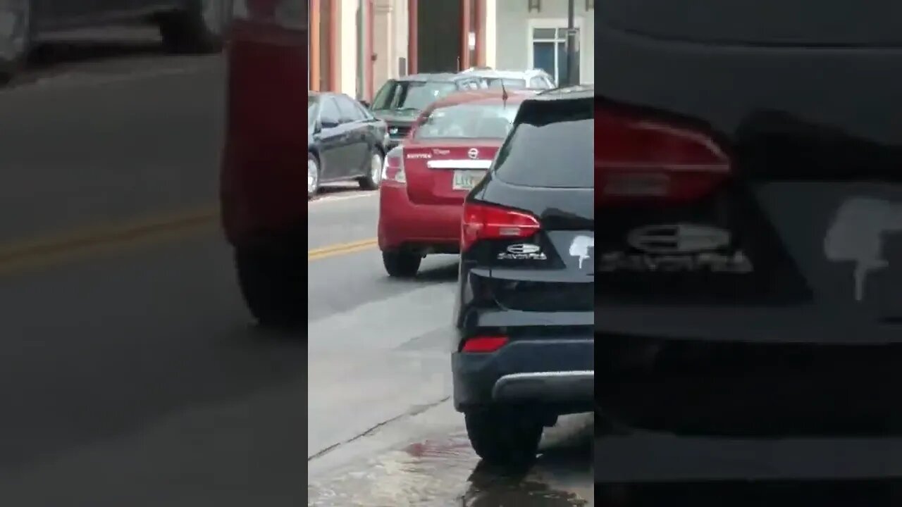 Red Nissan Sentra #gangstalking . They had funny brake lights.