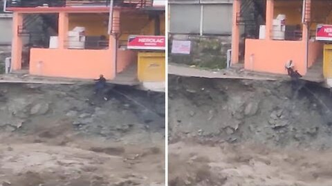 Man Falls Into Raging Floods And Gets Rescued