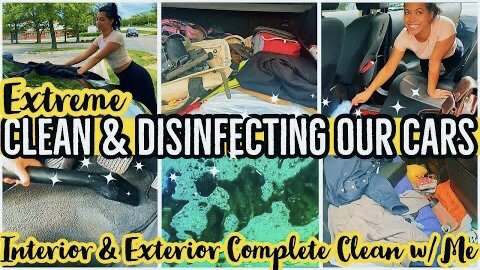 *EXTREME* CLEAN & DISINFECT OUR CARS INTERIOR & EXTERIOR 2021 | SPEED CLEANING MOTIVATION |ez tingz