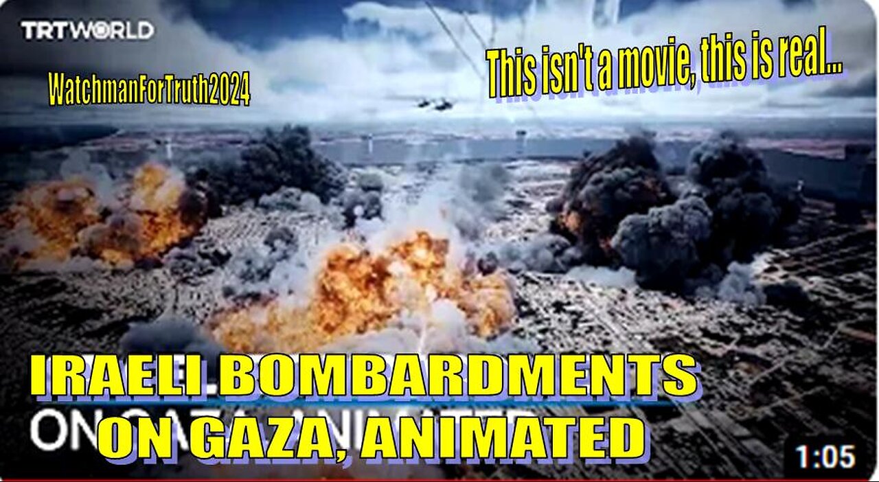 Bombardments on besieged Gaza, animated