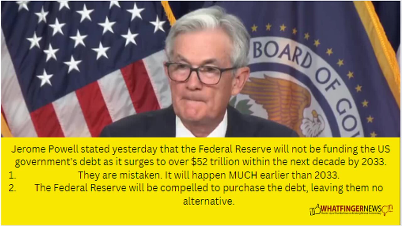 Jerome Powell stated yesterday that the Federal Reserve will not be funding