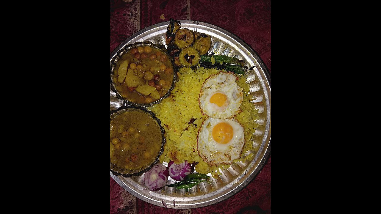Eating rice with fish