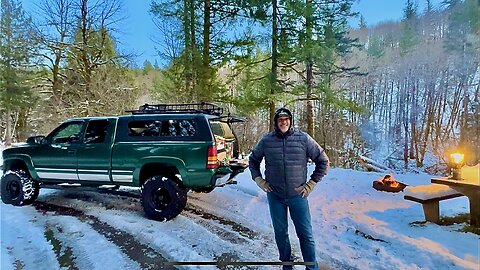 Snow Truck Camping in Freezing Cold - Campfire Cooking