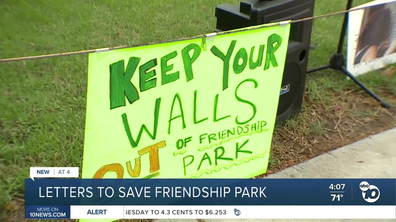 Letters to save Friendship Park