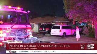 Infant in critical condition, child and man hospitalized after Phoenix house fire