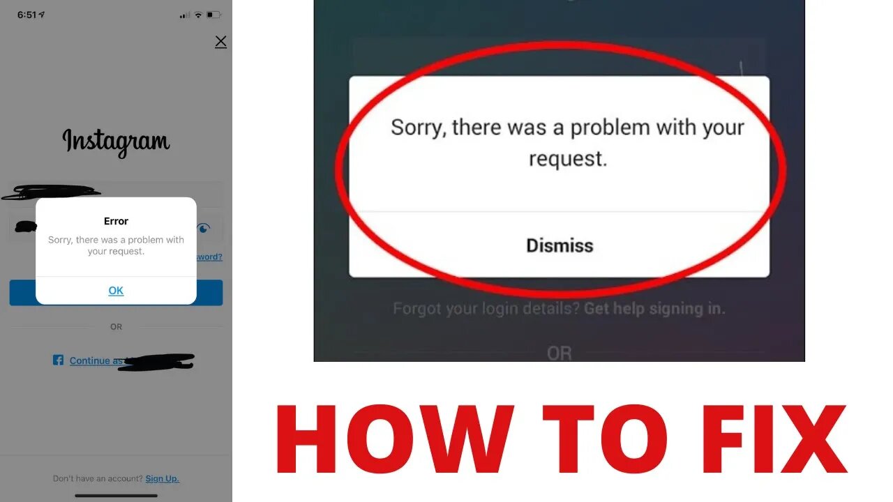 Sorry, there was a problem with your request. | Instagram | HOW TO FIX