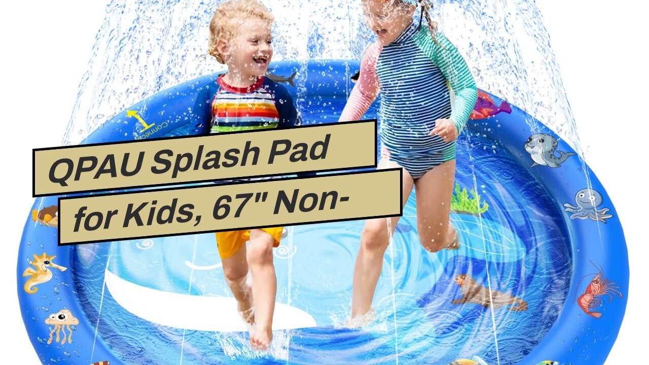 QPAU Splash Pad for Kids, 67" Non-Slip Splash Pad for Backyard & Outdoor, Outdoor Water Play Ma...