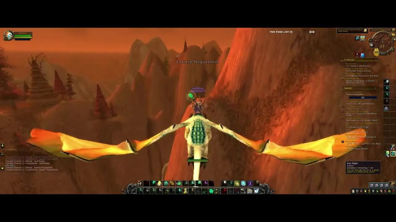 WoW out of bounds Ghostlands, flying around for fun.