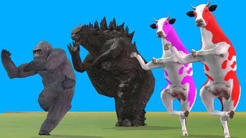 Funny Cow Dance Tiger Dance Cow Cartoon Dance Gorilla Dance Godzilla Dance