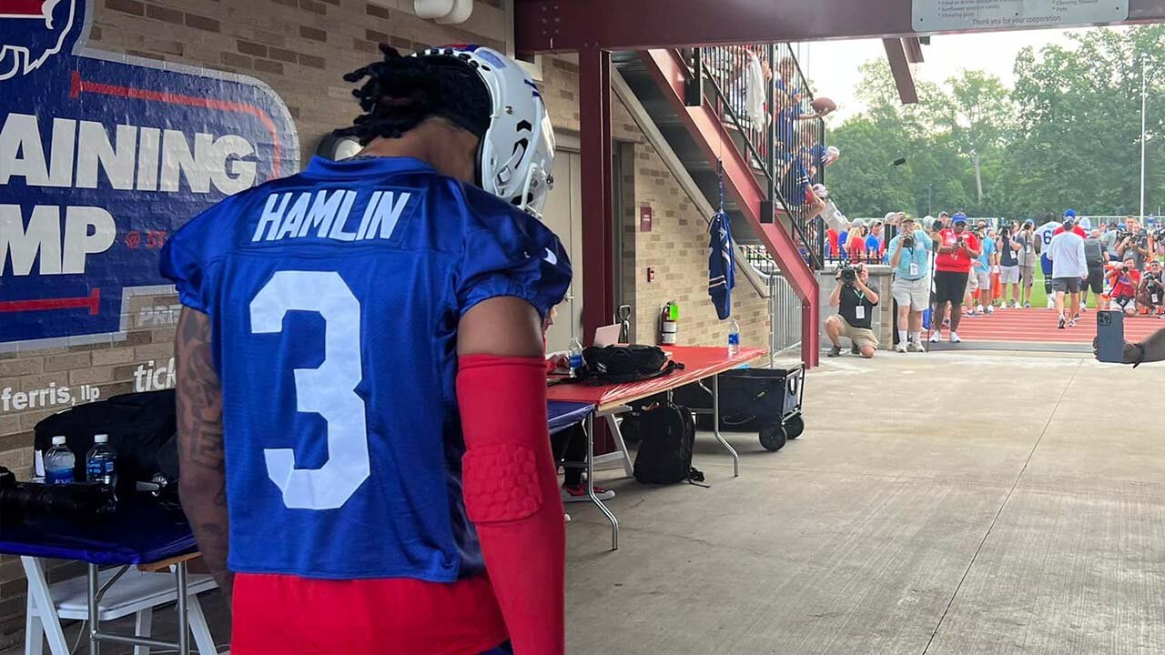 Video: Damar Hamlin enters first day of Buffalo Bills training camp