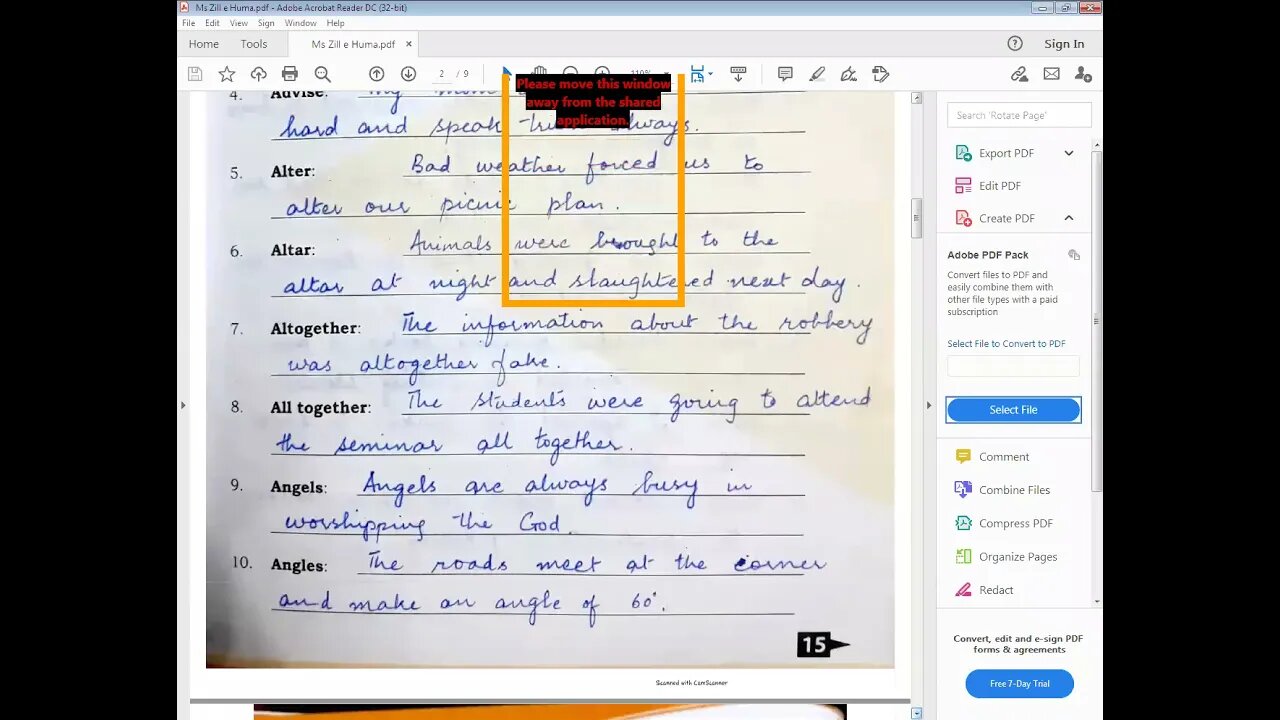 English B class 7 20 04 2021