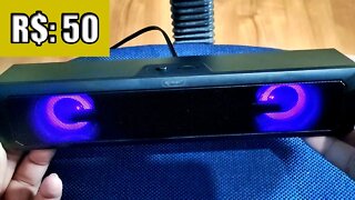 Caixa De Som Soundbar Gamer RGB - UNBOXING + TESTE