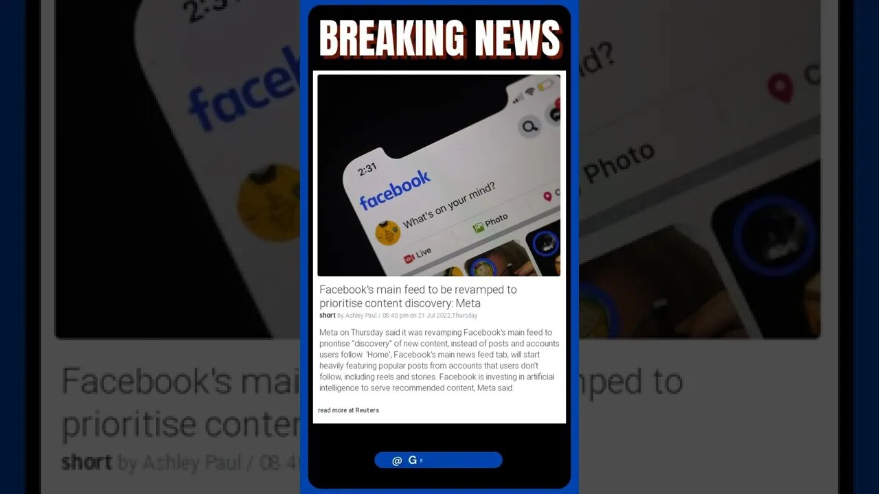 Facebook's main feed to be revamped to prioritise content discovery: Meta #shorts #news