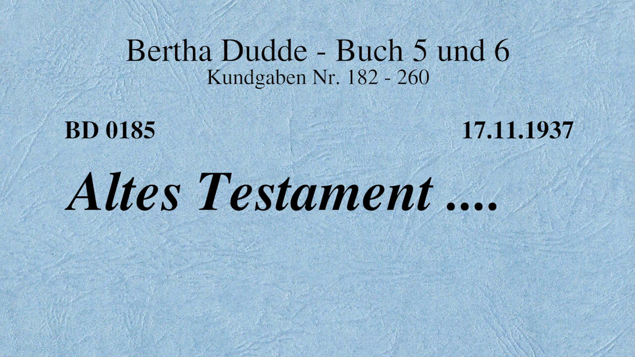 BD 0185 - ALTES TESTAMENT ....