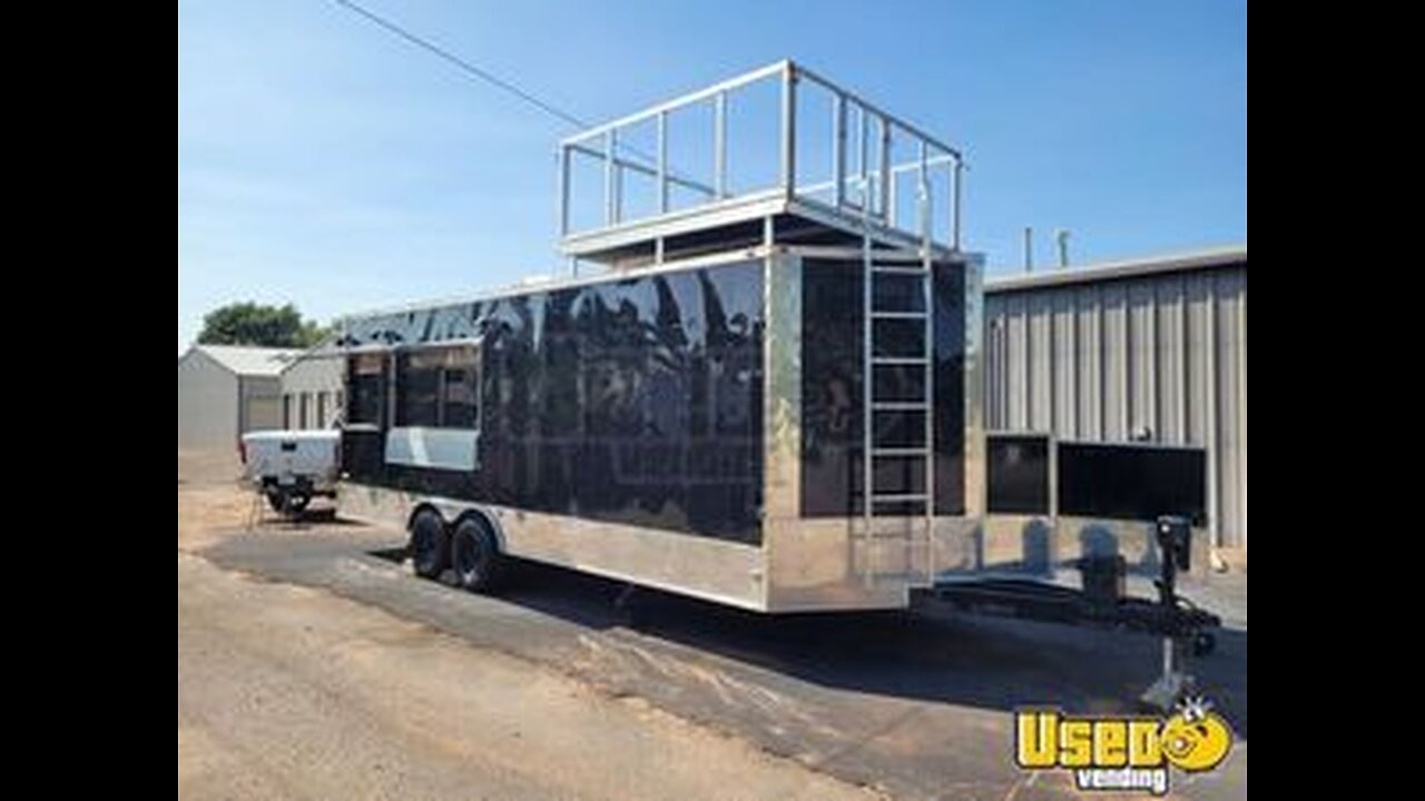 2017 Kitchen Food Concession Trailer V-Nose Extended Tongue with Observation Deck for Sale