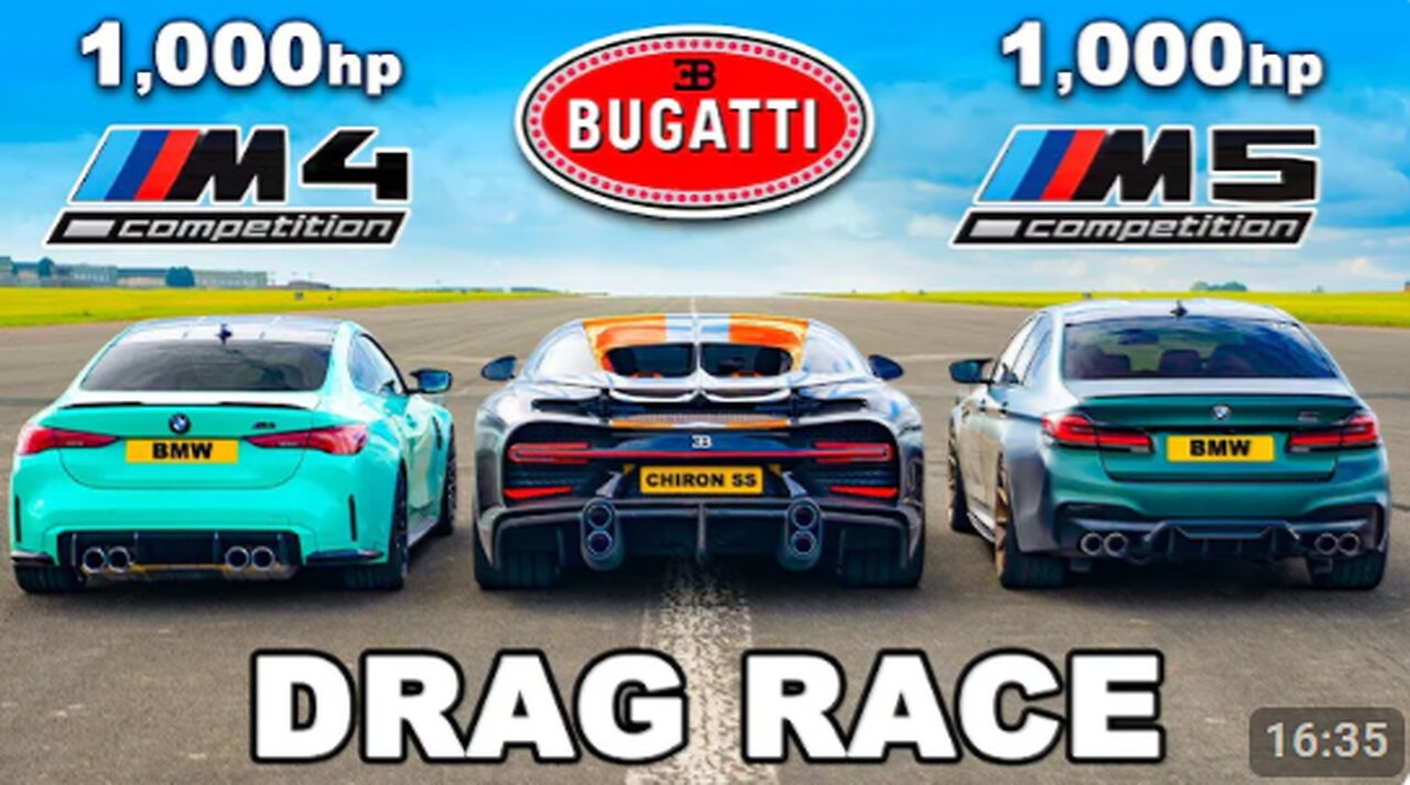 Bugatti Chiron Super Sport v 1,000hp BMW M4 and M5: DRAG RACE