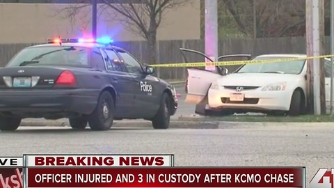 Officer injured and 3 in custody after KCMO chase