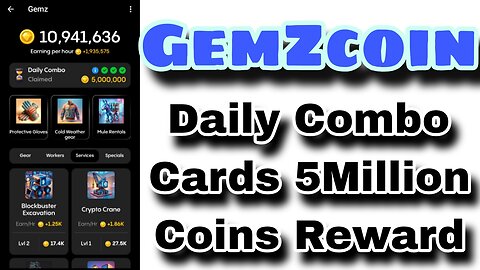 GemZcoin | Daily Combo Cards | Date 25 june 2024 | Claim 5M GemZ Coins