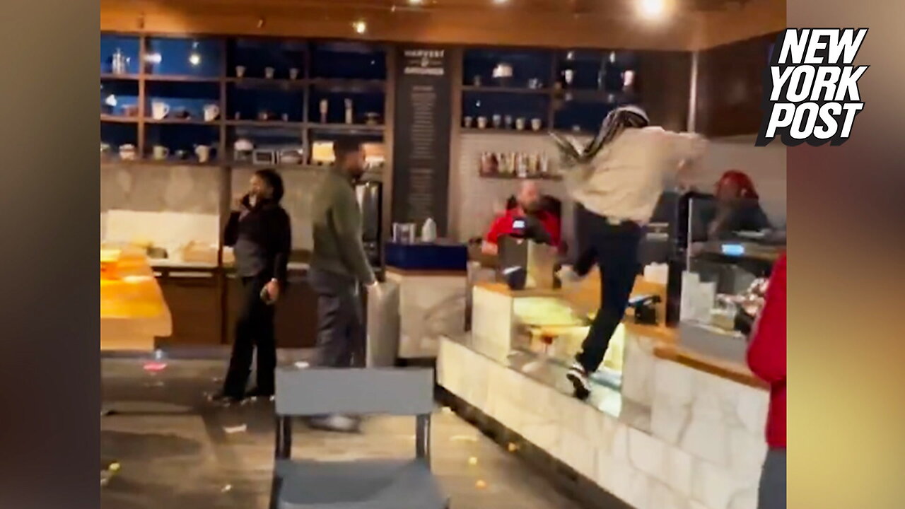 Airport employee leaps over counter, fights managers and swings chair after she's fired: 'Give me my stuff!'